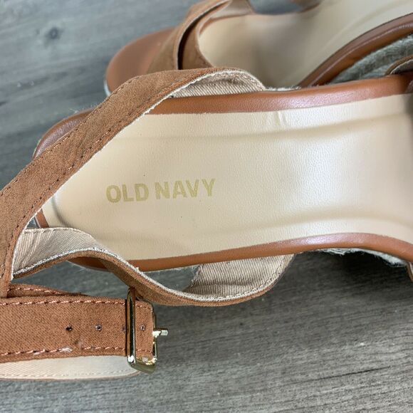 Old Navy Women's Espadrille Platform Sandals Size 9 Caramel Ankle Strap Wedge - Picture 7 of 10